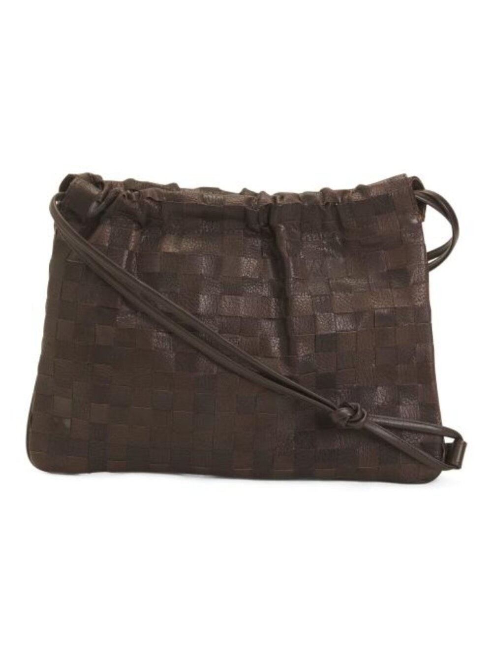 FALOR Made In Italy Leather Woven Mini Drawcord Pouch
